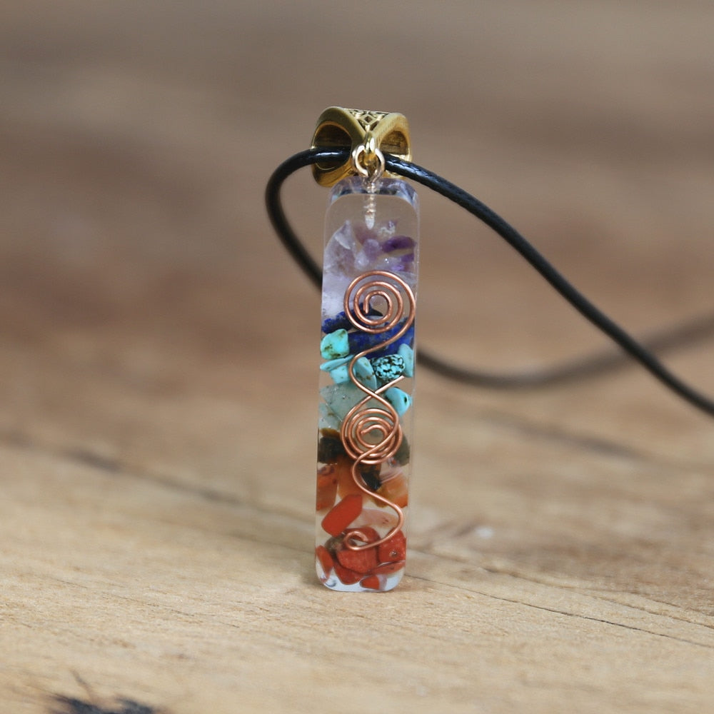 7 Chakra Energy Pendant Orgonite Necklace Rainbow Crystal Pendant Yoga Meditation Necklace Resin Jewelry For Women Men