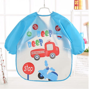 Baby Kids Toddler Long Sleeve Scarf Waterproof Art Smock Feeding Bib Apron Pocket Infant Boys Girls Burp Cloth Banana Bibs