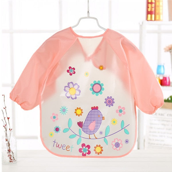 Baby Kids Toddler Long Sleeve Scarf Waterproof Art Smock Feeding Bib Apron Pocket Infant Boys Girls Burp Cloth Banana Bibs