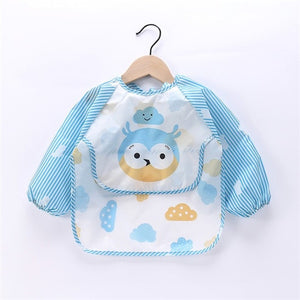 Baby Kids Toddler Long Sleeve Scarf Waterproof Art Smock Feeding Bib Apron Pocket Infant Boys Girls Burp Cloth Banana Bibs