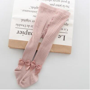 0-8 Yrs Children Cotton Baby Girls Pantyhose  Spring Autumn Winter Bowknot TightsKids Infant Knitted Collant Tights