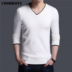 COODRONY Brand Spring Autumn New Arrival Soft Cotton Sweater Casual V-Neck Pull Homme Knitwear Pullover Men Clothes Jersey C1001