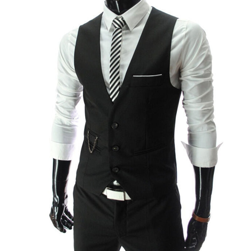 Dress Vests For Men Slim Fit Mens Suit Vest Male Waistcoat Gilet Homme Casual Sleeveless Formal Business Jacket