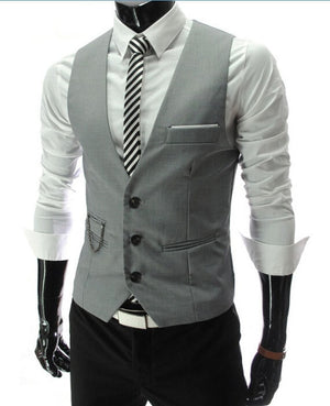 Dress Vests For Men Slim Fit Mens Suit Vest Male Waistcoat Gilet Homme Casual Sleeveless Formal Business Jacket