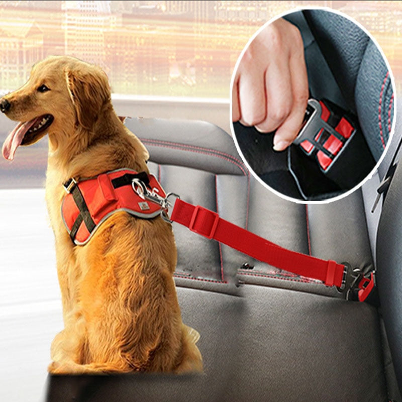 Adjustable Dog Cat Car Safety Belt Pet Seat Vehicle Seat Belt Harness Dog Lead Clip Pet Supplies Safety Lever Traction Collar