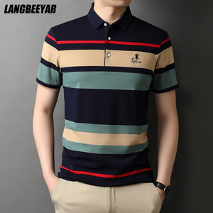 Top Grade New Summer Brand Striped Embroidery Mens Designer Polo Shirts With Short Sleeve Casual Tops Fashions Men Clothing 2021