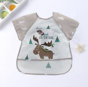 Baby Kids Toddler Long Sleeve Scarf Waterproof Art Smock Feeding Bib Apron Pocket Infant Boys Girls Burp Cloth Banana Bibs