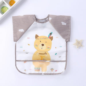 Baby Kids Toddler Long Sleeve Scarf Waterproof Art Smock Feeding Bib Apron Pocket Infant Boys Girls Burp Cloth Banana Bibs