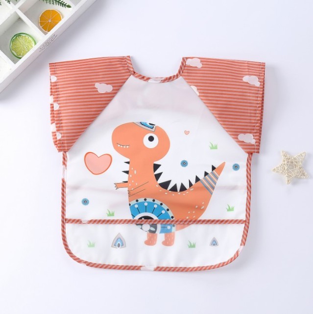 Baby Kids Toddler Long Sleeve Scarf Waterproof Art Smock Feeding Bib Apron Pocket Infant Boys Girls Burp Cloth Banana Bibs