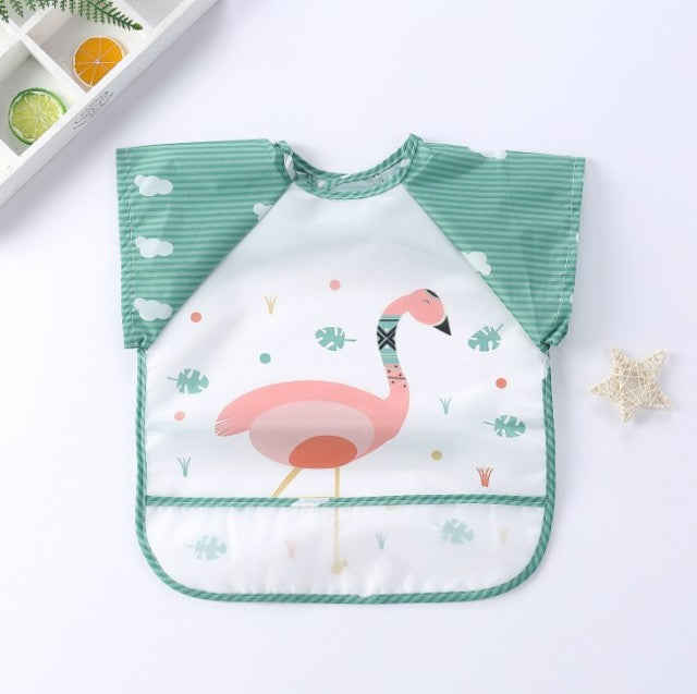 Baby Kids Toddler Long Sleeve Scarf Waterproof Art Smock Feeding Bib Apron Pocket Infant Boys Girls Burp Cloth Banana Bibs