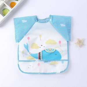 Baby Kids Toddler Long Sleeve Scarf Waterproof Art Smock Feeding Bib Apron Pocket Infant Boys Girls Burp Cloth Banana Bibs