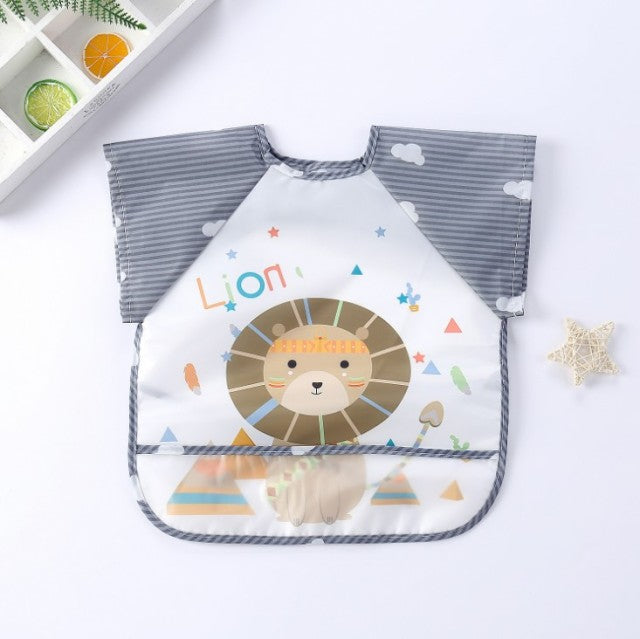 Baby Kids Toddler Long Sleeve Scarf Waterproof Art Smock Feeding Bib Apron Pocket Infant Boys Girls Burp Cloth Banana Bibs