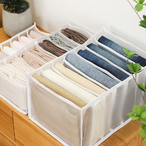 Jeans Compartment Storage Box Closet Clothes Drawer Mesh Separation Box Stacking Pants Drawer Divider Can Washed Home Organizer