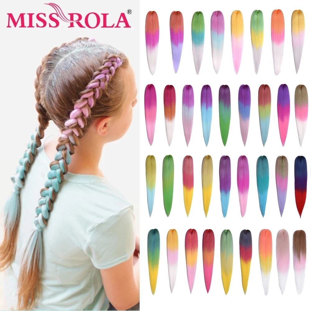 Miss Rola 24 Inches100g Yaki Straight Synthetic Hair Extension Pre Stretched Blonde Pink Jumbo Braids Wholesale Kanekalon Hair