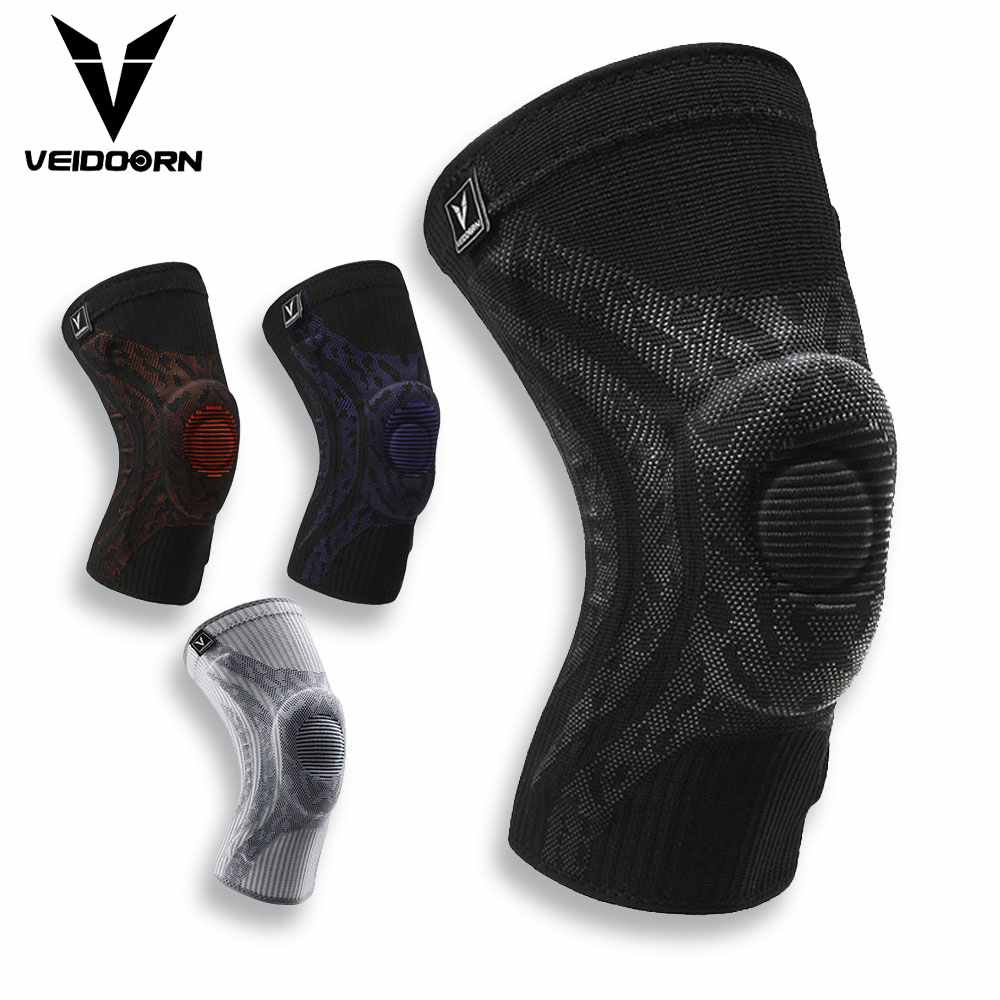 Veidoorn 1PCS Compression Knee Support Sleeve Protector Elastic Knee Pads Brace Springs Gym Sports Basketball Volleyball Running