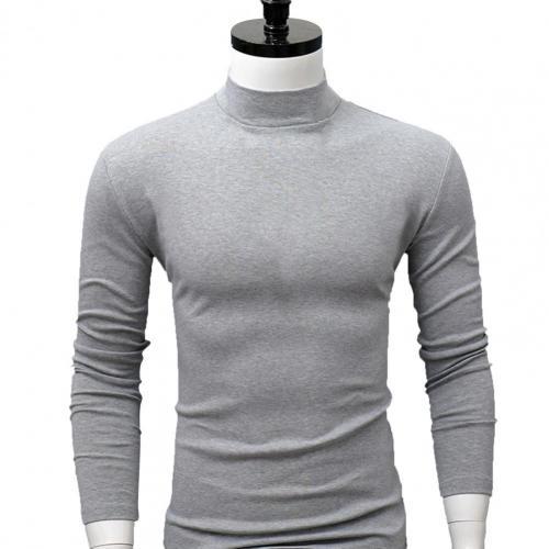 Men Shirt Sweater Solid Color Half High Collar Casual Slim Long Sleeve Keep Warm Tight Shirt Male for Men Clothes Inner Wear