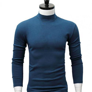 Men Shirt Sweater Solid Color Half High Collar Casual Slim Long Sleeve Keep Warm Tight Shirt Male for Men Clothes Inner Wear