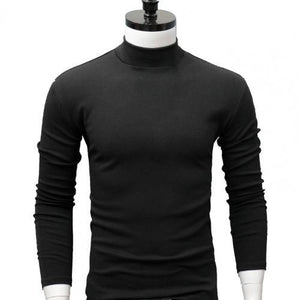 Men Shirt Sweater Solid Color Half High Collar Casual Slim Long Sleeve Keep Warm Tight Shirt Male for Men Clothes Inner Wear