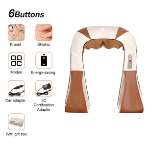 OWHP180 U Shape Electrical Shiatsu Back Neck Shoulder Body Massager Infrared Heated 4D Kneading Car/Home Massage Shawl