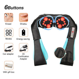 OWHP180 U Shape Electrical Shiatsu Back Neck Shoulder Body Massager Infrared Heated 4D Kneading Car/Home Massage Shawl