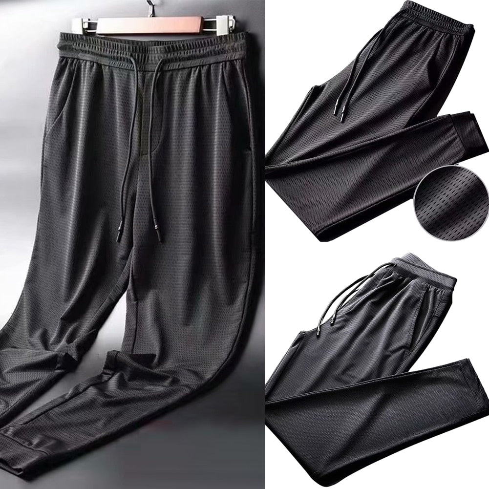 Men's Summer Casual Pants Fitness Pants Sports Pants Quick-Drying Breathable Ice Silk Pants Straight Pants Thin Section Hot Sale