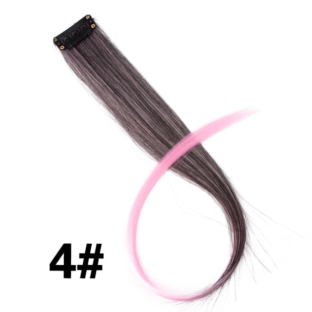 Leeons Synthetic Hair Extensions With Clips Heat Resistant Straight Hair Extensions Color Colored Black Hair Clip Womens 12G/Pcs